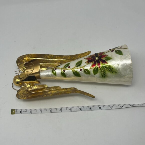 Pier 1 Capiz Poinsetta Angel christmas holiday tree topper - Picture 10 of 10